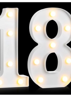 Excefore 8.7'' LED Light Up Number Sign for Birthday Party Decor, Marquee Style Happy Birthday LED Backdrop Decoration, Perfect for Anniversaries, Weddings, Bars, and Wall Decor (White, 18th)  - Image 1
