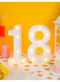 Excefore 8.7'' LED Light Up Number Sign for Birthday Party Decor, Marquee Style Happy Birthday LED Backdrop Decoration, Perfect for Anniversaries, Weddings, Bars, and Wall Decor (White, 18th)  - Image 2