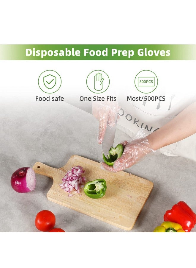 MoloTAR 500 Pieces Plastic Disposable Gloves,Disposable Gloves for Cleaning, [ One Size Fits Most ] - Image 1