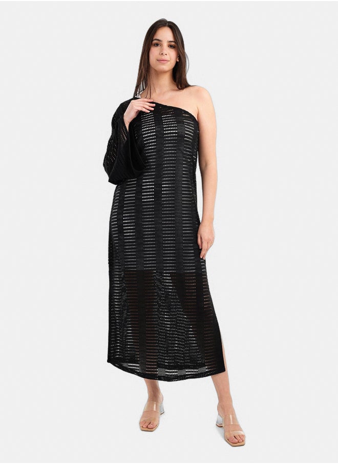 Clue One Shoulder Fishnet Dress  - Image 1
