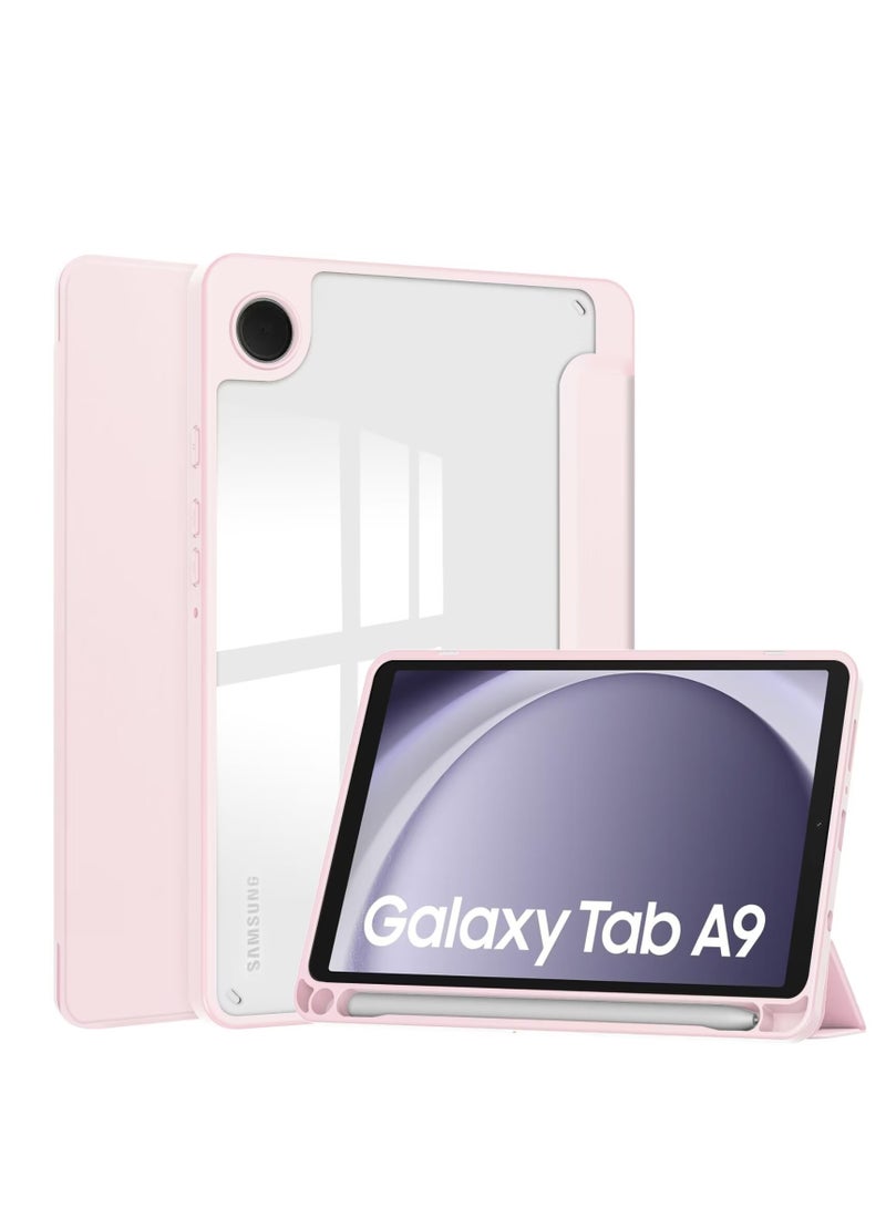 ليشب حافظة هجينة نحيفة مع حامل قلم لجهاز Samsung Galaxy Tab A9 مقاس 8.7 بوصة طراز 2023 (SM-X110/X115/X117)، ظهر شفاف واضح، باللون