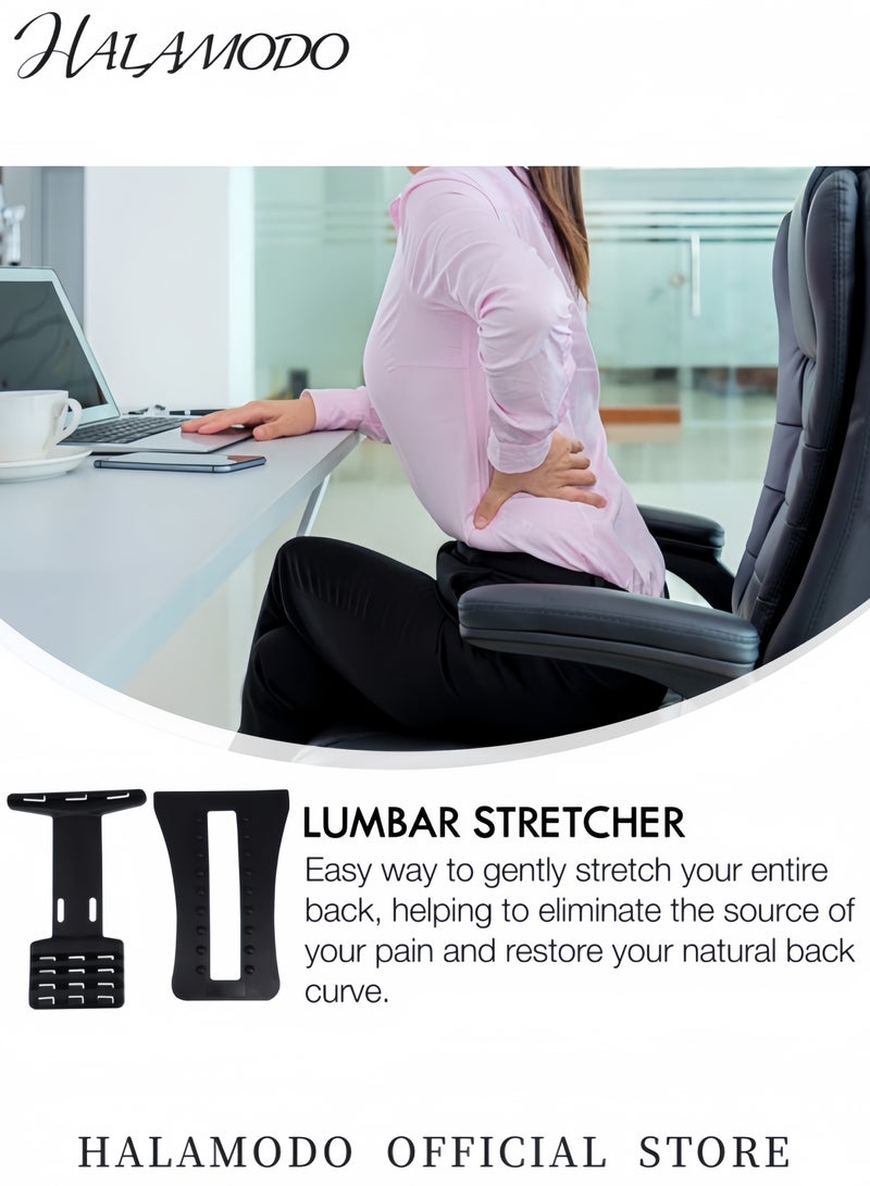 HALAMODO Back Stretcher for Lower and Upper Back Pain Relief 4 Level Adjustable Back Lumbar Massager Lumbar Stretching Device Posture Corrector Back Support for Office Chair Get Muscle Tension  - Image 3