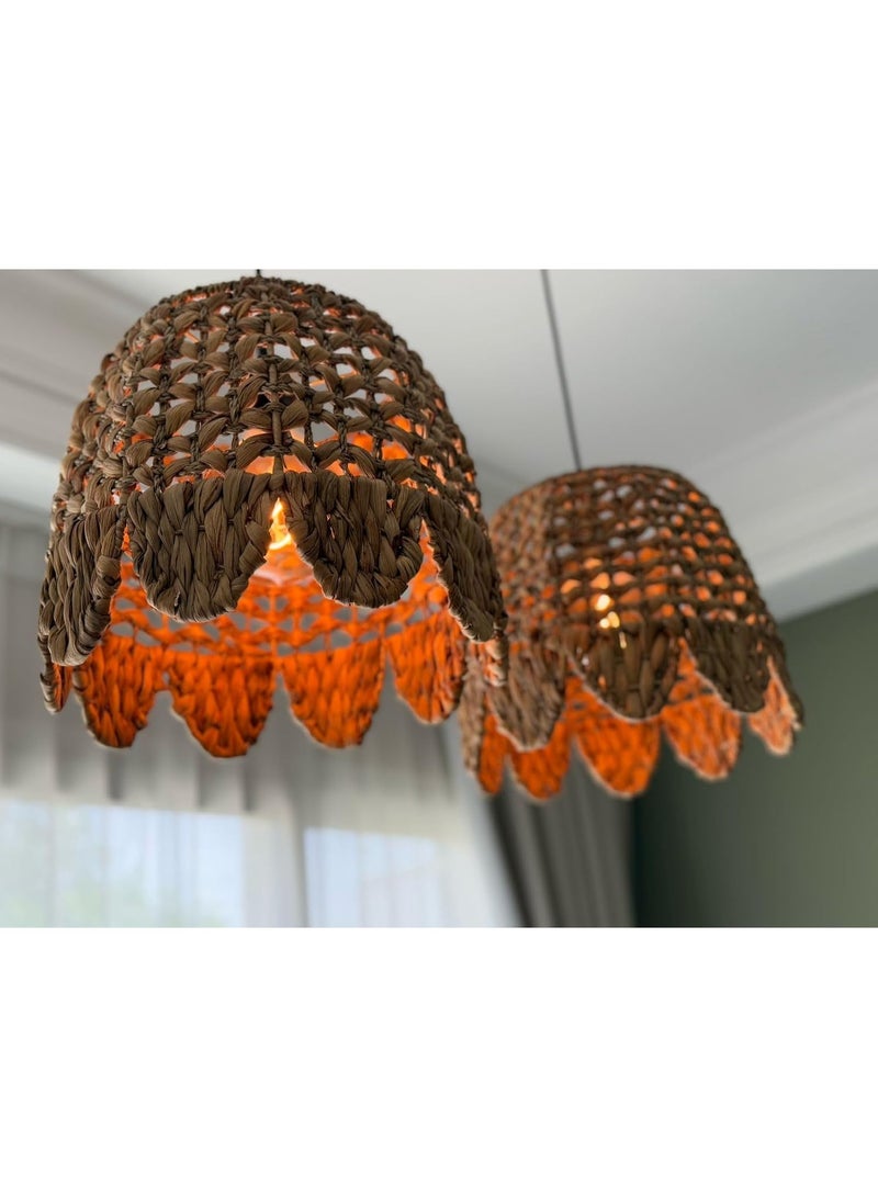 Eco Chic House Boho Natural Wicker Pendant Light Cover – Handwoven Rattan Lampshade for Ceiling, Hanging Light Fixture, Farmhouse & Coastal Decor  - Image 2