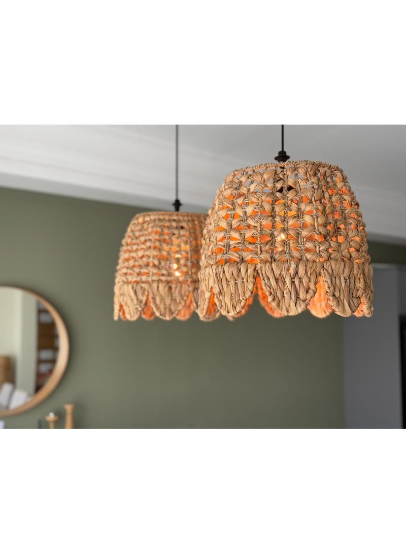 Eco Chic House Boho Natural Wicker Pendant Light Cover – Handwoven Rattan Lampshade for Ceiling, Hanging Light Fixture, Farmhouse & Coastal Decor  - Image 1