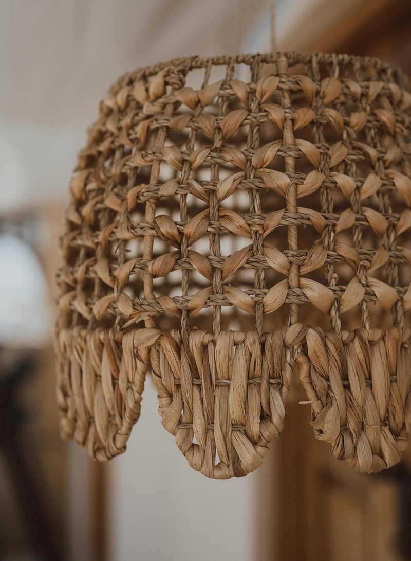 Eco Chic House Boho Natural Wicker Pendant Light Cover – Handwoven Rattan Lampshade for Ceiling, Hanging Light Fixture, Farmhouse & Coastal Decor  - Image 4