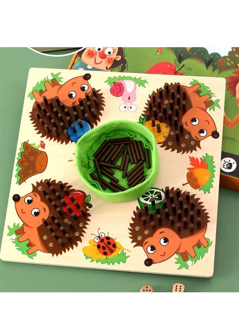 XiuWoo Wooden Sensory Hedgehog Sticks Sorting & Stacking Game, Fine Motor Skill Wooden Toys, Interactive Board Game, STEM Educational Toy for Hand-Eye Coordination, for 3+ Year Old Toddlers  - Image 3