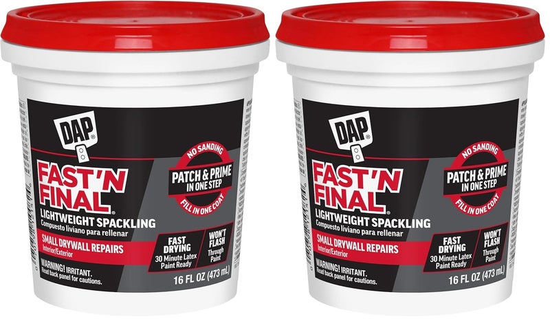 Dap Fast 'N Final Lightweight Spackling, White, 16 Oz (7079812141) (Pack of 2) - Image 1