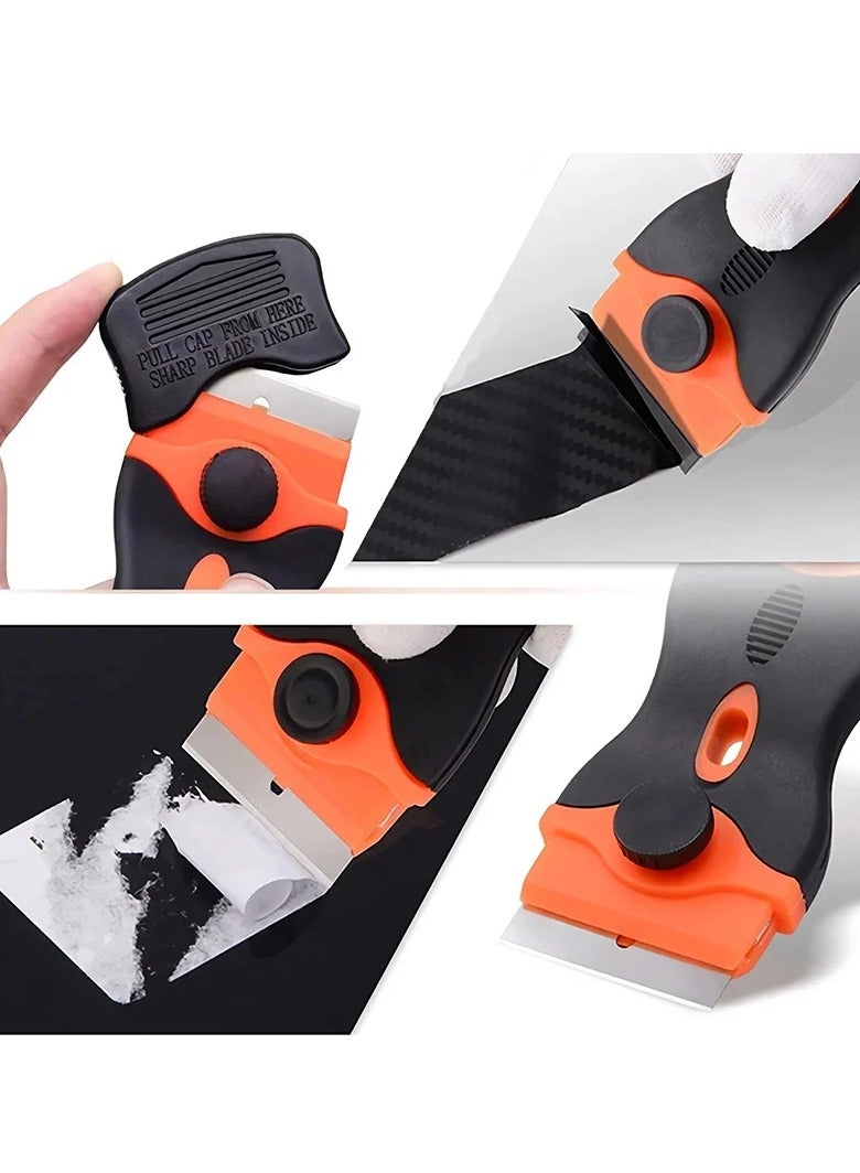 Cleaning Scraper with Two Blade Types, Window & Ceramic Scraper, Plastic Handle for Automotive Film, Sticker, and Paint Removal, Glass & Household Surface Tool - Image 3