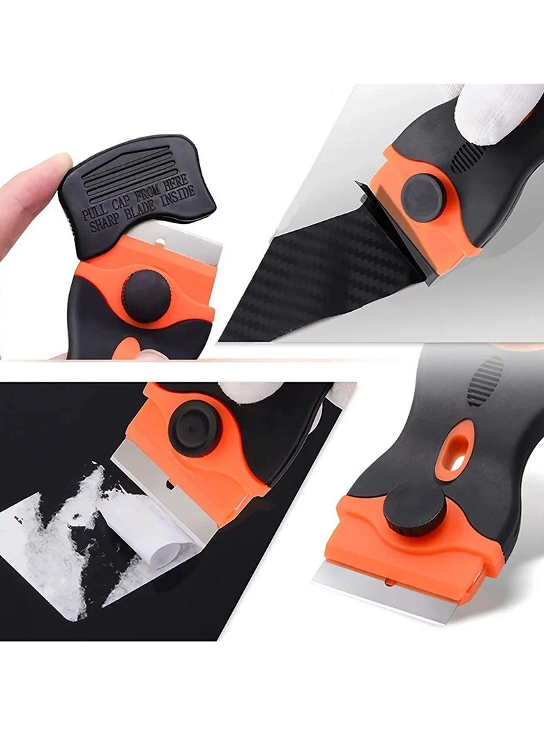 Cleaning Scraper with Two Blade Types, Window & Ceramic Scraper, Plastic Handle for Automotive Film, Sticker, and Paint Removal, Glass & Household Surface Tool - Image 2