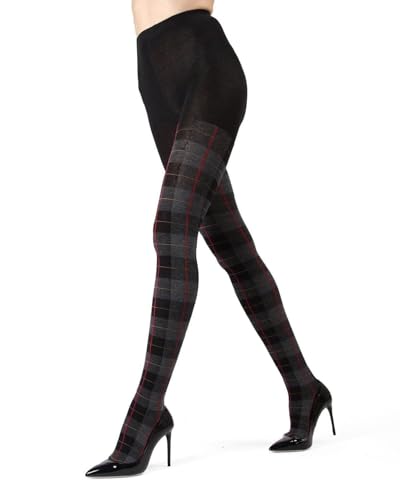 MeMoi - Tartan Plaid Sweater Tight's, Black, S/M - Image 4