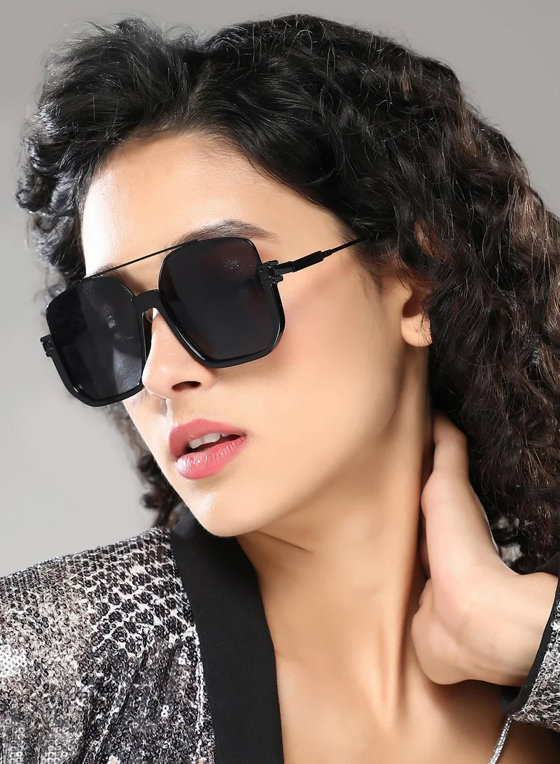 صوص هاوت نظارة شمسية بإطار افياتور كامل الحواف مع حماية من الأشعة الشمسية للنساء