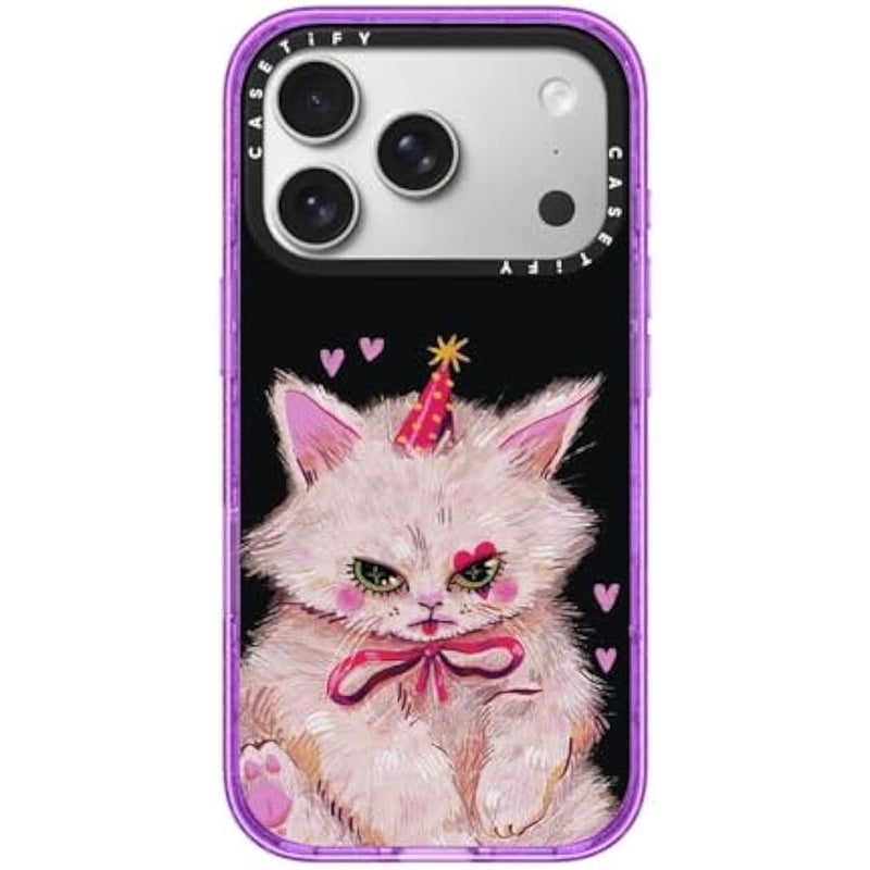 Casetify Impact iPhone 17 Pro Case 【Slim/Compatible with Magsafe / 8.2 ft. 4X Military Grade Drop Protection】 - Clown Kitty - Glitter Purple - Image 1