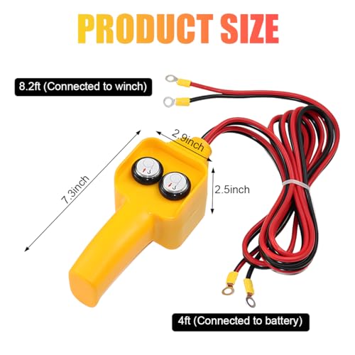 Gasedin Winch Controller, Push Button Winch Remote Assembly Replacement for Pulling 1500lbs to 5000lbs, 12V Electric Winch Wired Capstan Handheld Remote Controller, Car Accessories - Image 2
