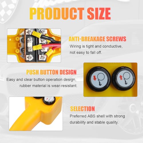 Gasedin Winch Controller, Push Button Winch Remote Assembly Replacement for Pulling 1500lbs to 5000lbs, 12V Electric Winch Wired Capstan Handheld Remote Controller, Car Accessories - Image 3