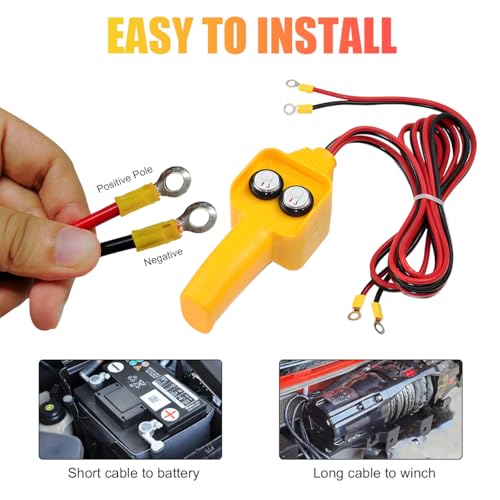 Gasedin Winch Controller, Push Button Winch Remote Assembly Replacement for Pulling 1500lbs to 5000lbs, 12V Electric Winch Wired Capstan Handheld Remote Controller, Car Accessories - Image 4