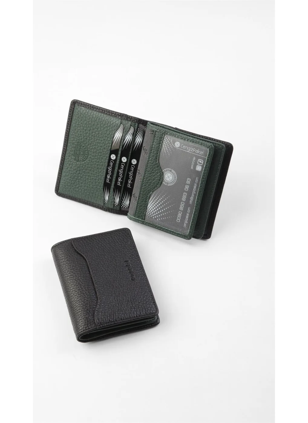Cengiz Pakel Genuine Leather Card Holder 2499-BLACK-GREEN