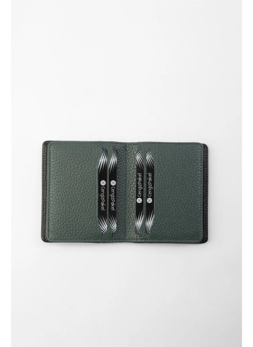 Cengiz Pakel Genuine Leather Card Holder 2499-BLACK-GREEN
