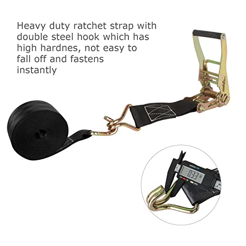 LISHINE 2 Pack 2 Inch Ratchet Straps Heavy Duty 20ft Tie Down Straps Ratchet with Double J Hook, 8000 LBS Break Strength, Cargo Ratchet Straps for Moving, Truck, Trailers, Motorcycles, Kayaks, Car Roof - Image 4