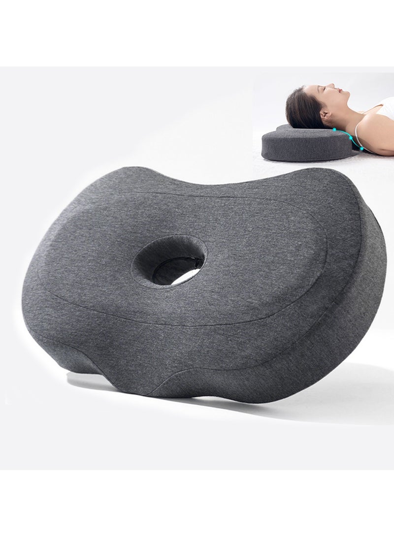 TYCOM Seat Cushion for Office Lumbar Support Pillow Chair Memory Foam Seat Cushion for Sciatica Back Support Pillow Chair Pads Reduce Tailbone Pressure Dark Grey.