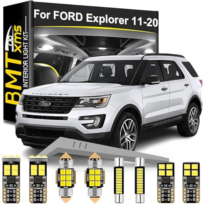 BMT xms طقم إضاءة داخلية LED بديل لسيارة فورد إكسبلورر 2011-2020، 17 قطعة، لمبات بيضاء باردة 6000 كلفن - Image 1
