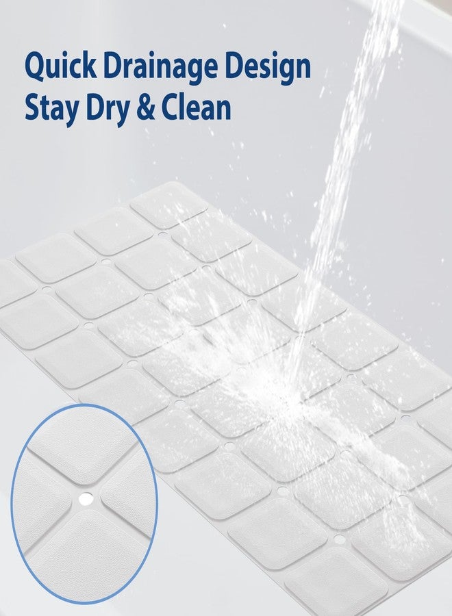Webos Silicone Bath Mat with Suction Cups - Non-Slip Foldable Bathtub & Shower Mat, Durable & Quick-Dry Safety Tub Mat with Large Drain Holes for Families 28"x 14" White - Image 2