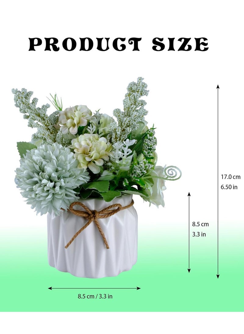 DIOTTI - Artificial Potted Flowers Pink, Small Ceramic Vase Fake Flower Plants Desktop Decoration Indoor for Home and Office, Faux Flowers Hydrangea Decora for Table,Bookshelf,Bedroom,Living Room,Party(Style 2) - Image 1