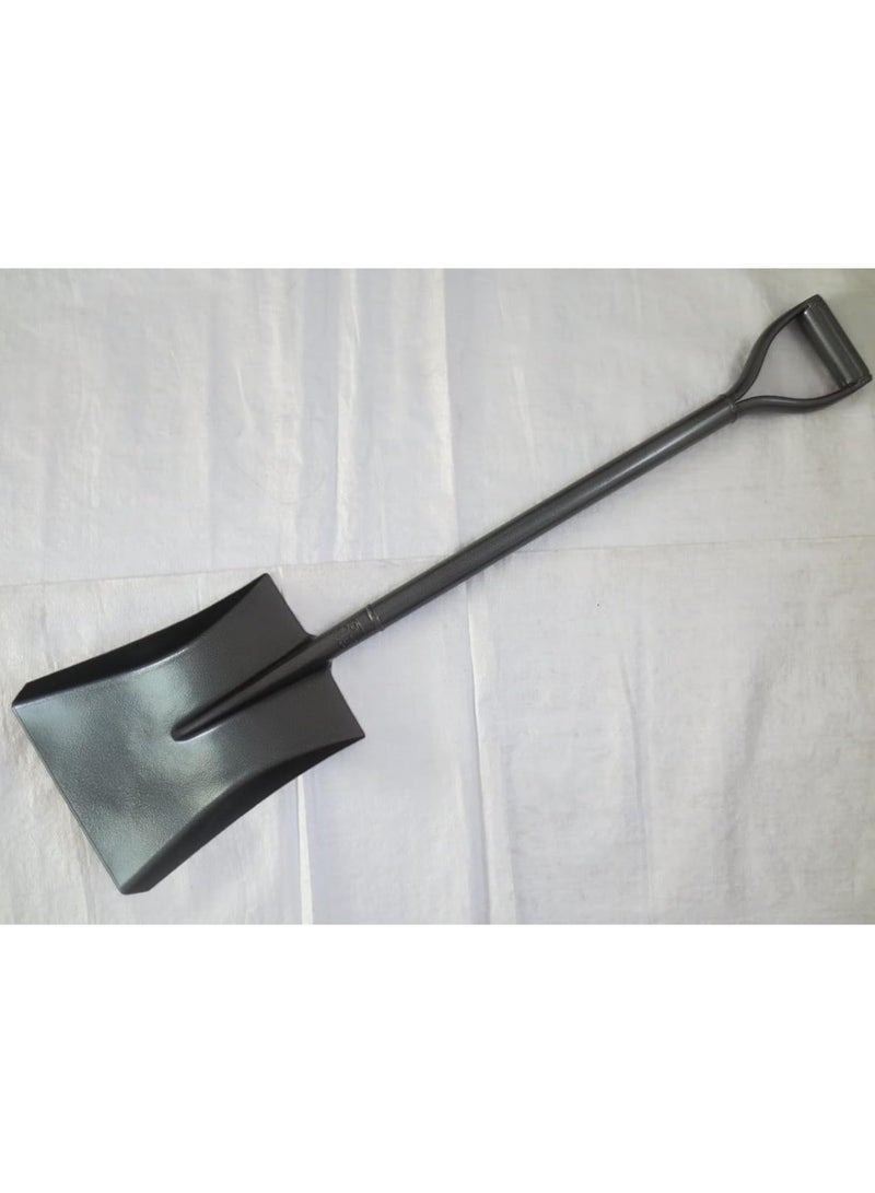 Metal Shovel with Steel Handle, Square Head, D Handle, Black - Image 1