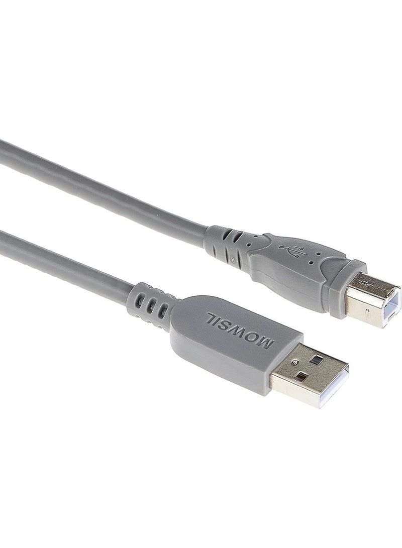 MOWSIL كابل طابعة موصل USB 2.0 من نوع A إلى نوع B بطول 1.8 متر - Image 1