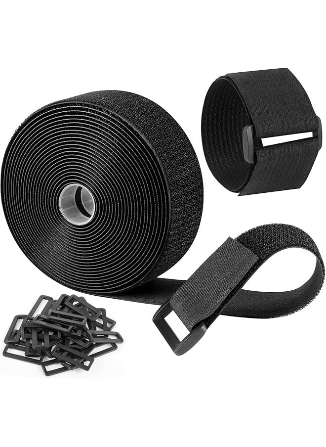 erorex - Adjustable Cable Straps Velcro Cable Ties 1 Inch *16.4Ft Hook And Loop Straps With 25 Buckles Free Cut Self Securing Strap Reusable Nylon Securing Cord Ties For Cable Organiser Storage - Image 1