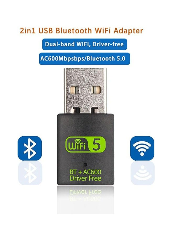 General - 2-in-1 USB Bluetooth WiFi Adapter, QPHWHFQ Bluetooth 5.0 Dongle WiFi Dongle AC600Mbps, Driver-Free Dual Band 2.4GHz/5GHz, Wireless Computer Network Bluetooth Adapter WiFi Adapter for Windows 11/10/8.1/7 - Image 1