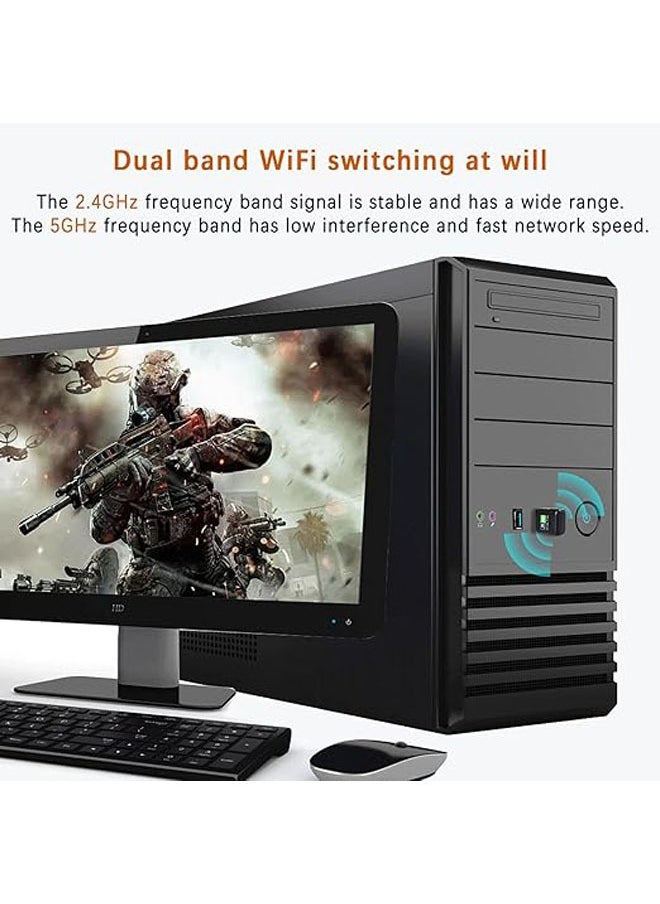 General - 2-in-1 USB Bluetooth WiFi Adapter, QPHWHFQ Bluetooth 5.0 Dongle WiFi Dongle AC600Mbps, Driver-Free Dual Band 2.4GHz/5GHz, Wireless Computer Network Bluetooth Adapter WiFi Adapter for Windows 11/10/8.1/7 - Image 1