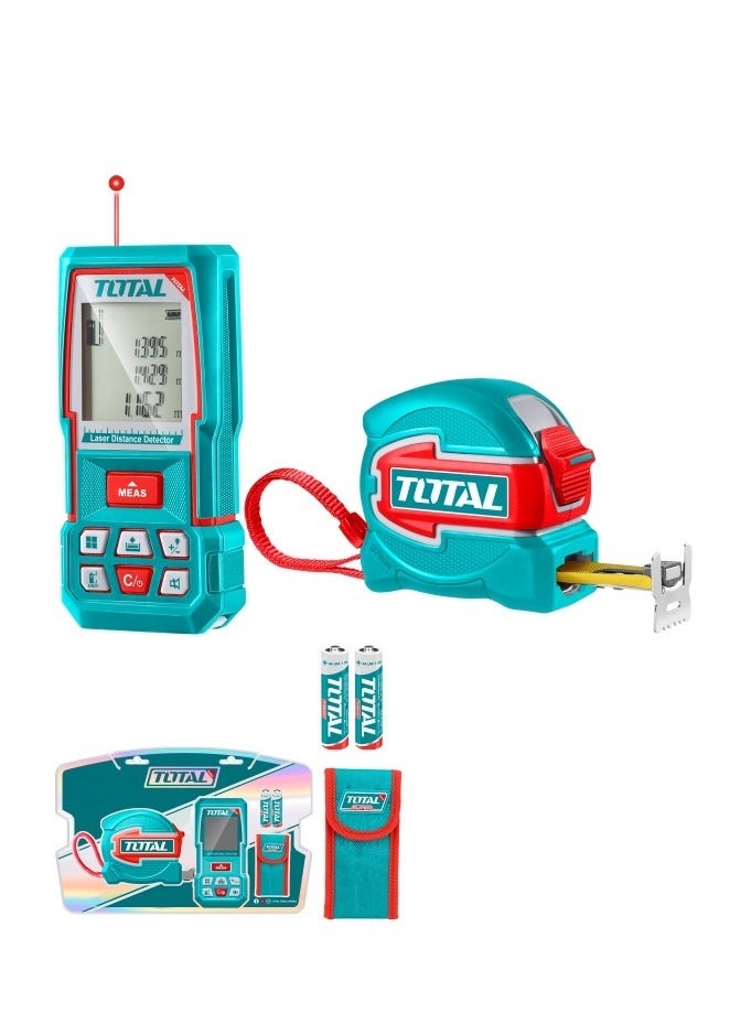 TOTAL Total Laser Distance Detector Combo Kit (2pcs) – Laser Meter & 5m Measuring Tape with 360° Nylon Blade, Magnetic Hook & Multiple Measurement Functions  - Image 4