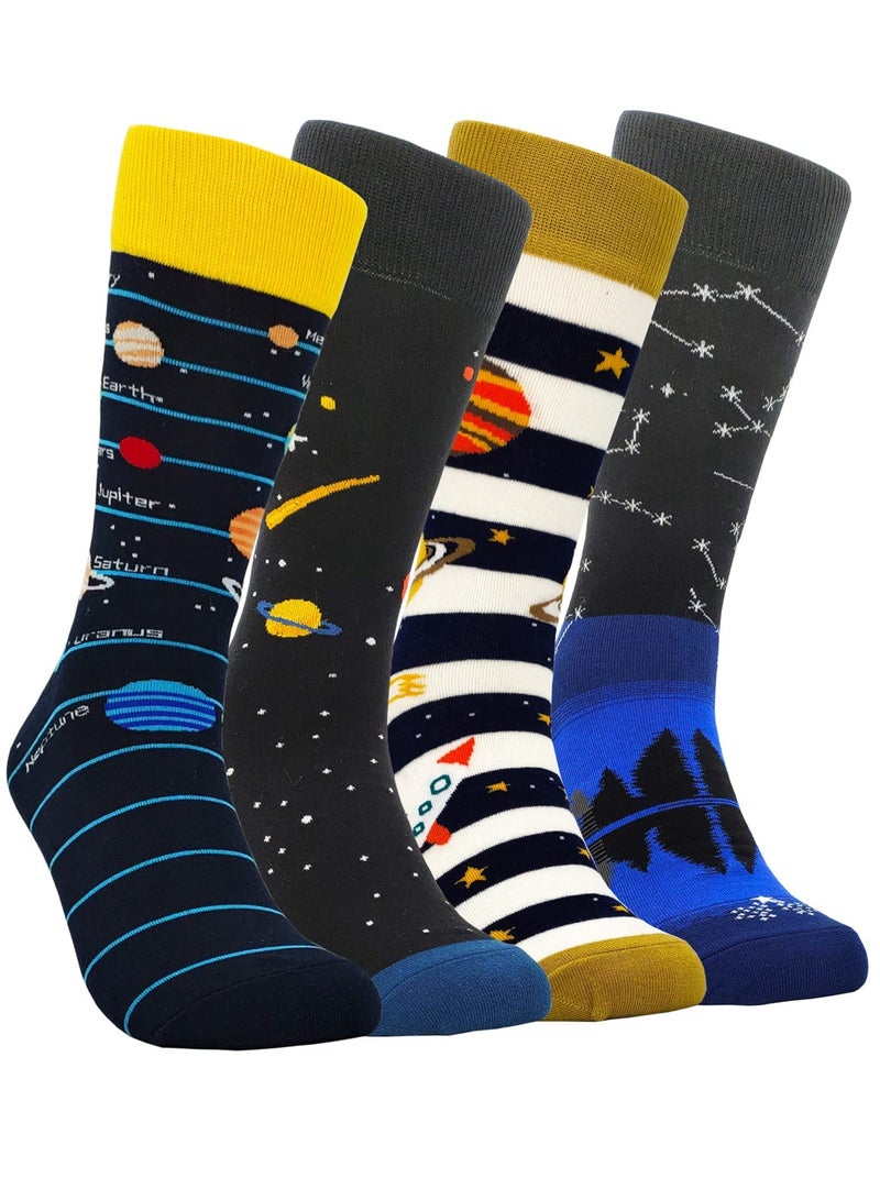 KASTWAVE Funny Colorful Dress Socks, Fun Novelty Universe Pattern Cotton Crazy Design Socks for Man Kids - Image 1