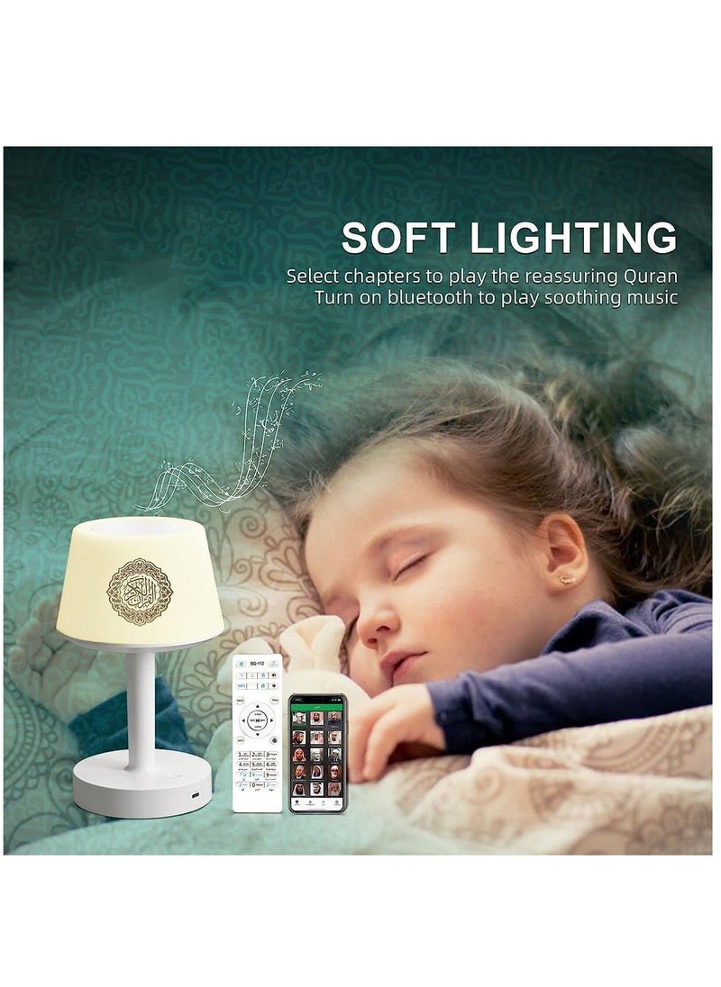 Table Lamp Quran Speaker - Muslim Bluetooth Speaker Digital APP Remote Control Night Light Desk Lamp for Kids, Ramadan Gifts Home Decoration Table Lamp