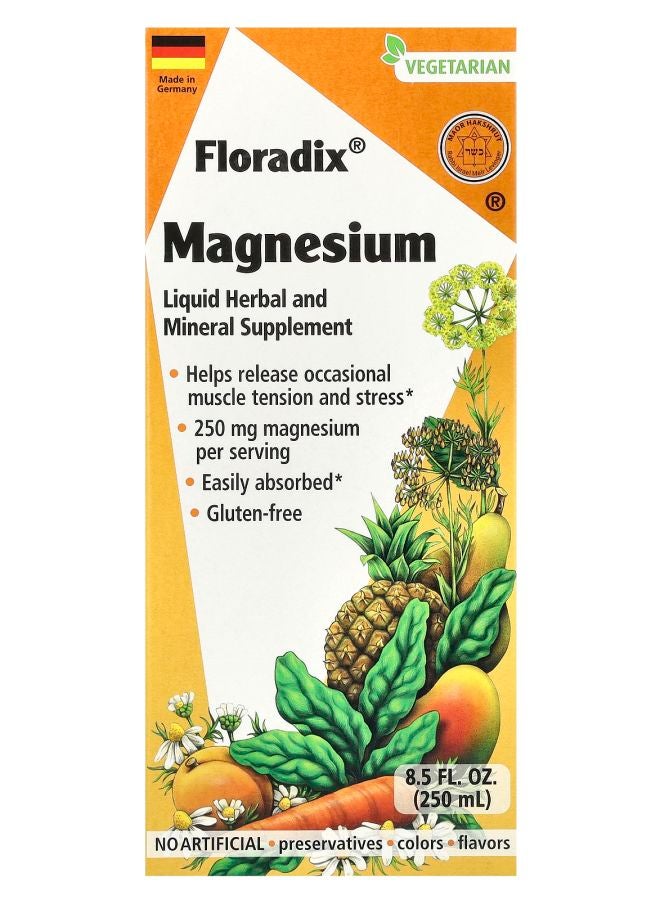 Floradix Magnesium Liquid Herbal and Mineral Supplement 250 mg  8.5 fl oz (250 ml)