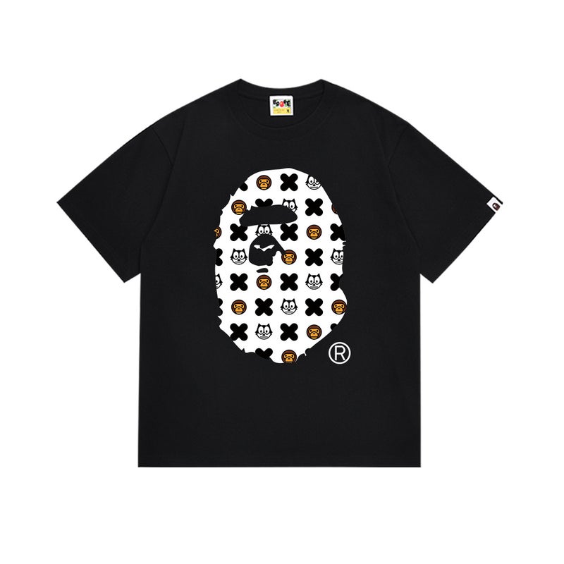 بايب تي شيرت رياضي قصير الأكمام مموه مشترك بين BAPE وميامي الدولي للجنسين - موضة الشارع العصرية - Image 1