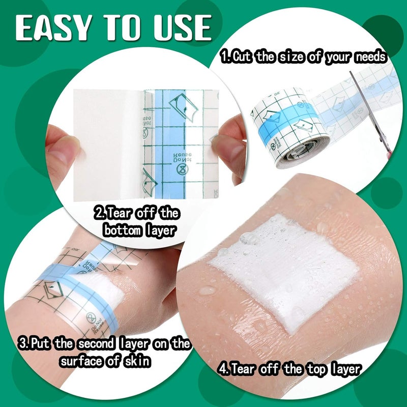 Nuanchu 4 Rolls Transparent Dressing Adhesive Bandage 2 x 21 87 Yard Clear Medical Tape Waterproof Tattoo Tape Cover up for Skin Swimming2 Inch x 547 Yard - Image 3