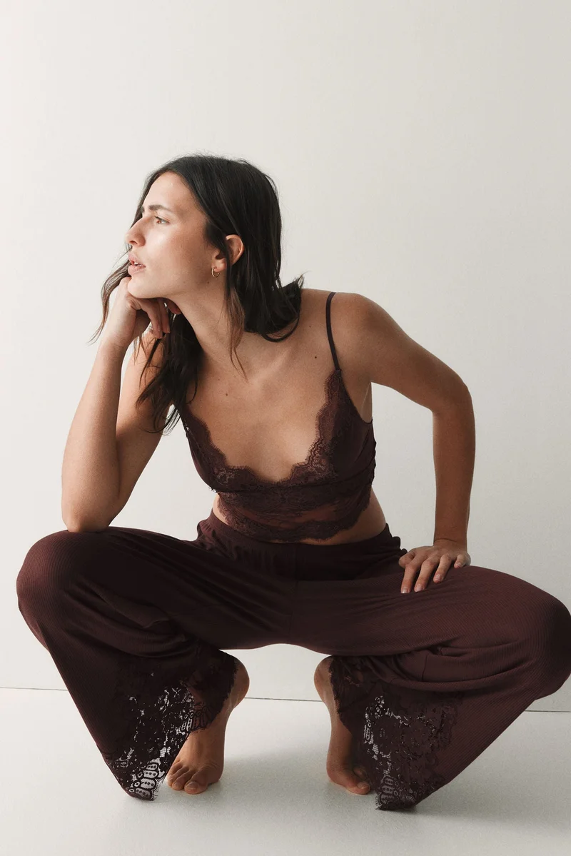 H&M Lace-trimmed pyjama bottoms