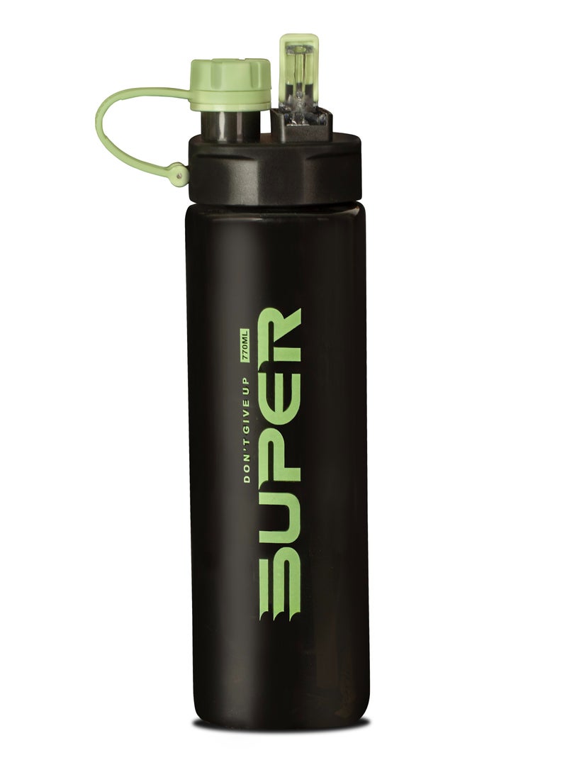 Super plastic sports water bottle 770ml green