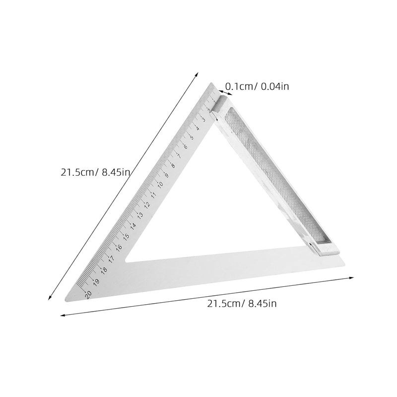 Aluminum Alloy 200mm Triangle Square Ruler Metal Scale Ruler Right Angle Measuring Tool for Architects Engineers and Woodworking - Image 2
