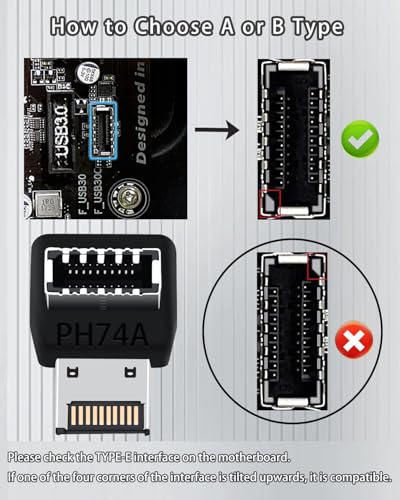 COMeap USB C Motherboard Adapter，USB 3.2 Type E 90 Degree Front Panel Internal Connector Header Converter for Motherboard Black C - Image 3