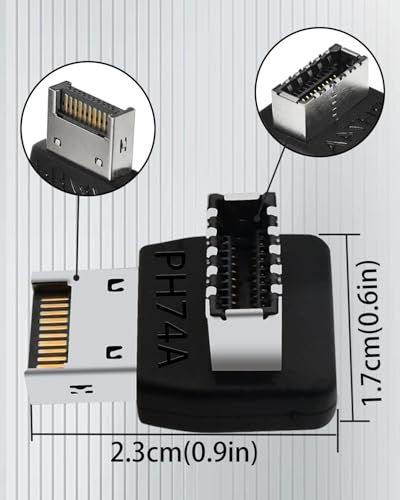 COMeap USB C Motherboard Adapter，USB 3.2 Type E 90 Degree Front Panel Internal Connector Header Converter for Motherboard Black C - Image 5