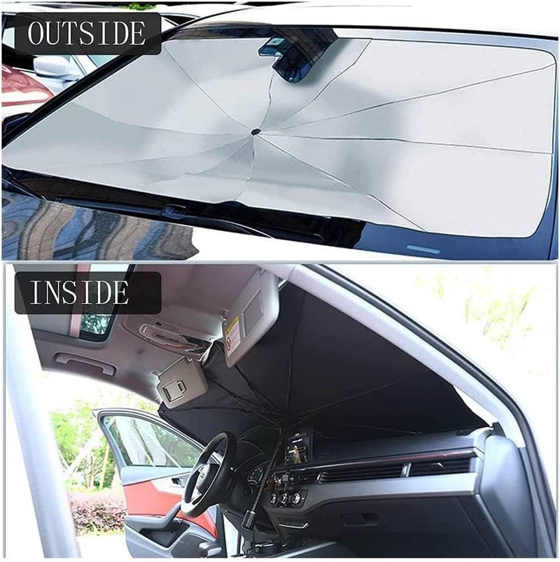 sulfar Car Umbrella Sun Shade Cover, Foldable Sun Shade for Windshield, Keep Your Vehicle Cool and Damage Free, Block Heat UV Rays Sun Visor Protector - 57x31 inch - Image 4