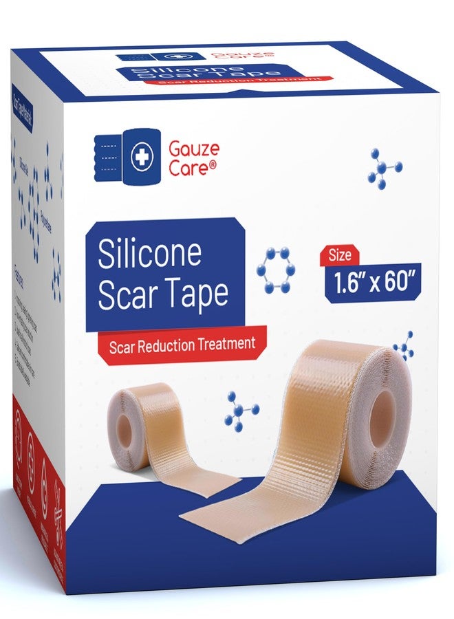 غوز_كير شريط سيليكون لعلاج الندبات من GauzeCare - لفة 1.6 بوصة × 60 بوصة - شريط سيليكون طبي قابل لإعادة الاستخدام، مناسب للندبات الجراحية، وندبات الولادة القيصرية، والحروق، والندبات الجدرية، وندبات حب الشباب. - Image 1