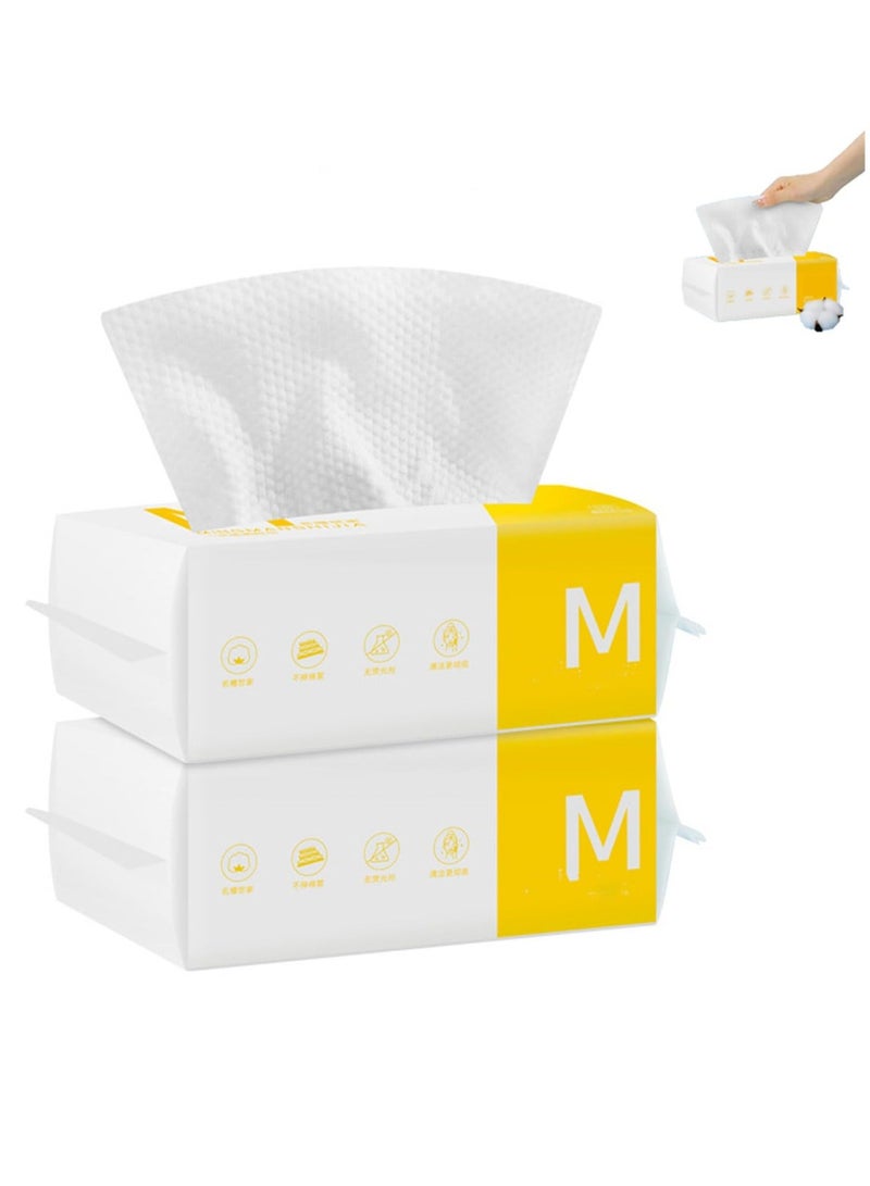 Face Clean Towels, Disposable Biodegradable Soft Dry Wipes for Sensitive Skin, Lint Free Facial Tissue for Cleansing, Skincare and Makeup Remover, Dry Wipes (2Pack) - Image 1