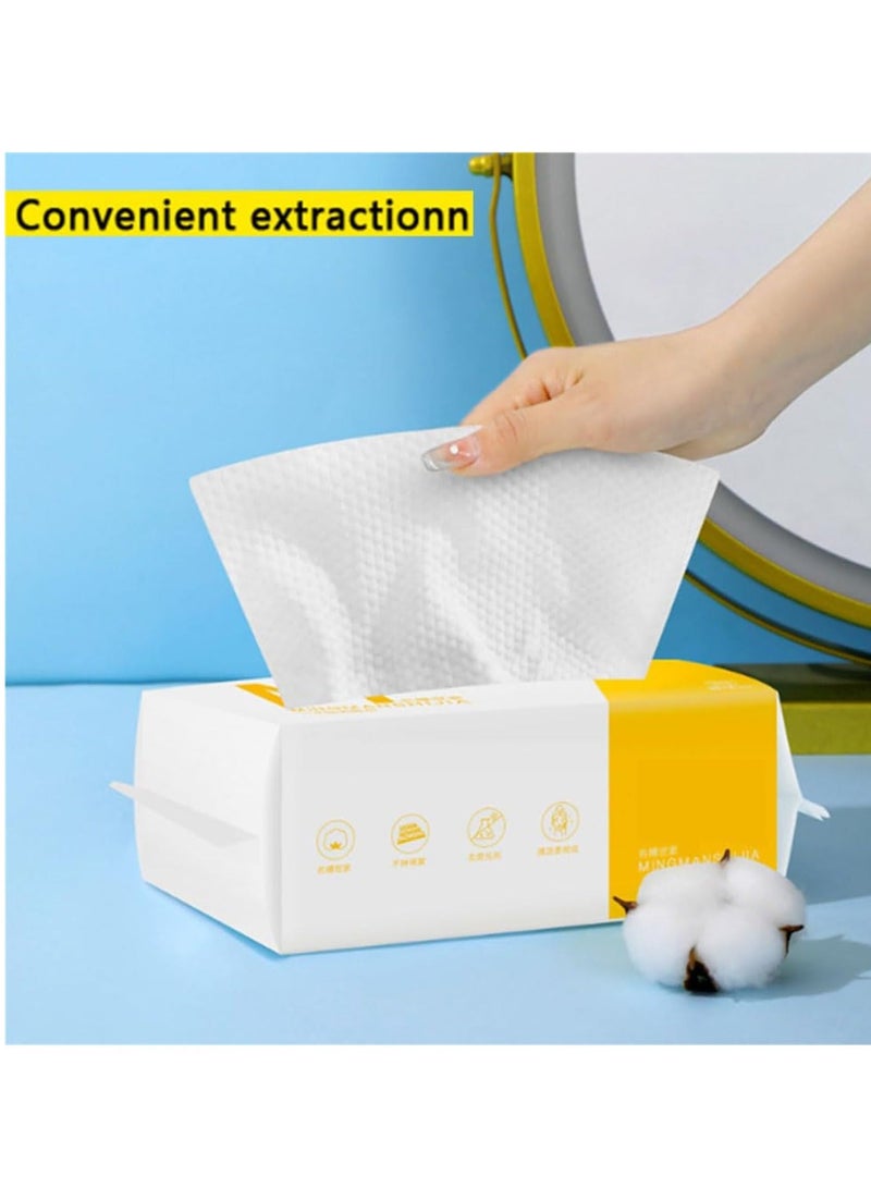 Face Clean Towels, Disposable Biodegradable Soft Dry Wipes for Sensitive Skin, Lint Free Facial Tissue for Cleansing, Skincare and Makeup Remover, Dry Wipes (2Pack) - Image 2