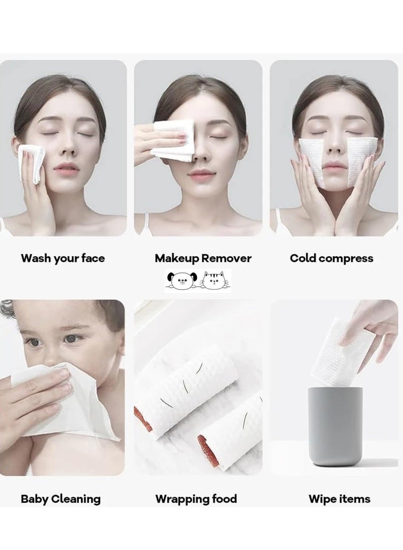 Face Clean Towels, Disposable Biodegradable Soft Dry Wipes for Sensitive Skin, Lint Free Facial Tissue for Cleansing, Skincare and Makeup Remover, Dry Wipes (2Pack) - Image 5