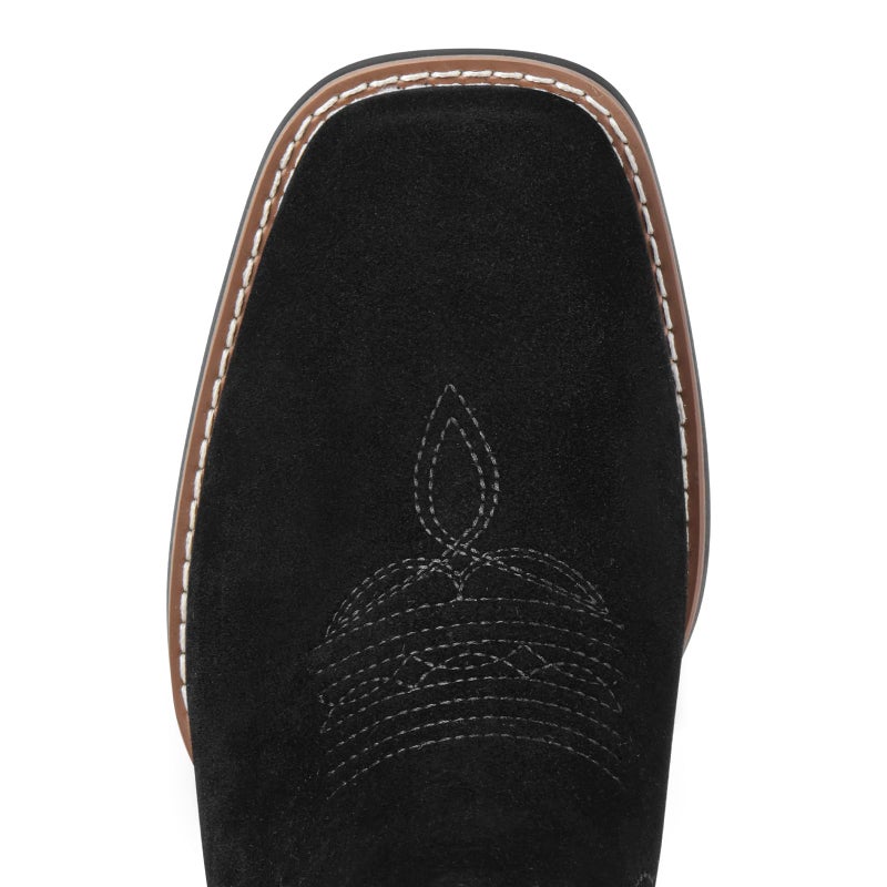 Choiran Western Cowboy Boots for Men - Mens Square Toe Chelsea Boots Ankle Cowboy Boots for Men Casual Retro Stylish Boots Suede Black - Image 5