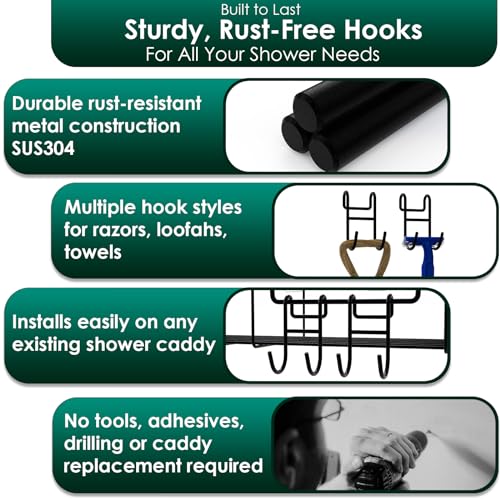 Jovware Shower Caddy Hook for Helmet, Fence, Wire Shelves - Heavy Duty Rustproof Utility Hooks for Hanging Wires - 4 Pack Black - Image 3