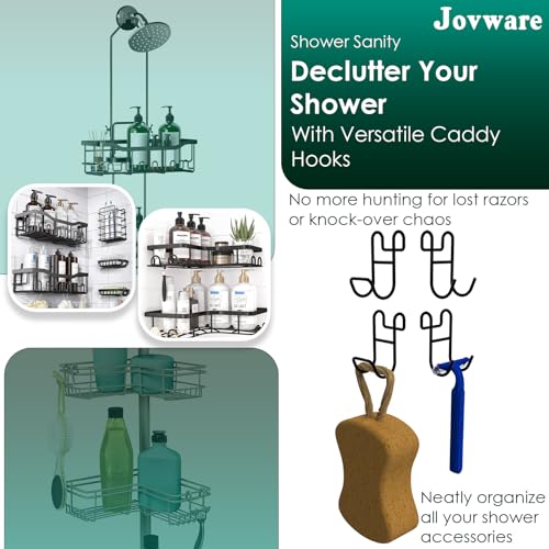 Jovware Shower Caddy Hook for Helmet, Fence, Wire Shelves - Heavy Duty Rustproof Utility Hooks for Hanging Wires - 4 Pack Black - Image 2